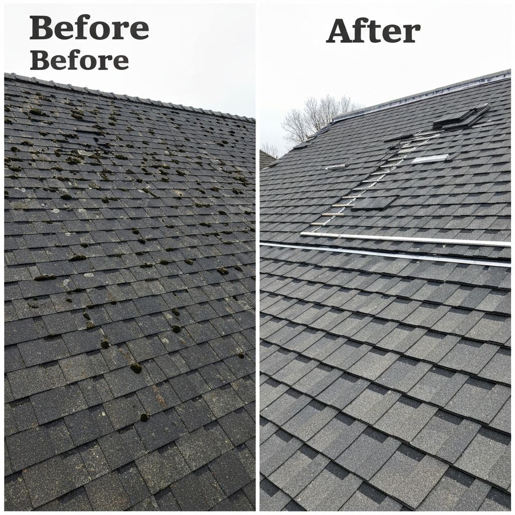 Roof repair before and after